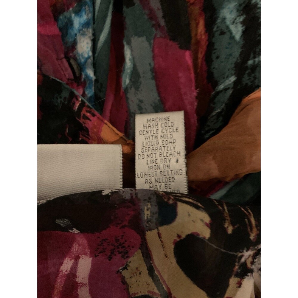 Chicos Size 3 Womens XL Top Patchwork Silk Rayon Button Collared Please Read - Picture 4 of 7